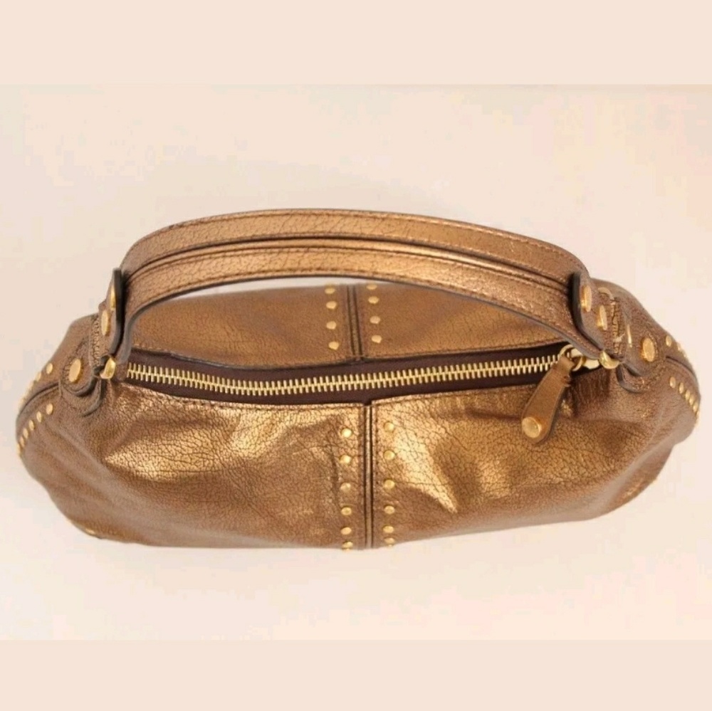 MICHAEL KORS Studded Gold Hobo Handbag Leather - Picture 4 of 8